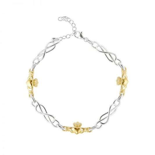 10K Gold & Sterling Silver Claddagh Bracelet