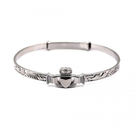 Sterling Silver Claddagh Expander Bangle