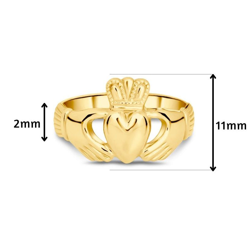 Ladies Heavy Claddagh Ring in 9K Gold