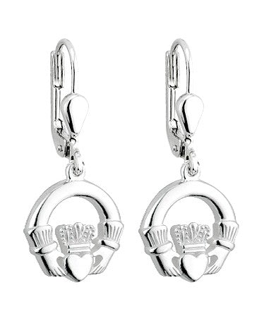 Sterling Silver Claddagh Drop Earrings