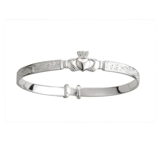 Sterling Silver Claddagh Baby Expandable Bangle