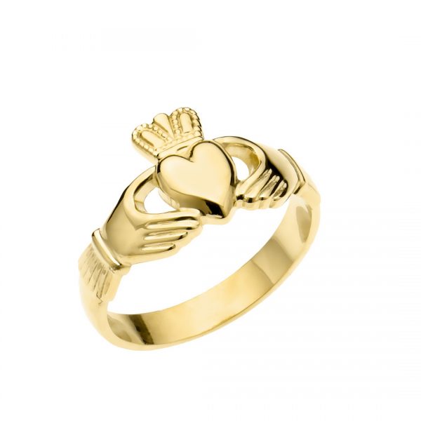 Ladies Heavy Claddagh Ring in 18K Gold